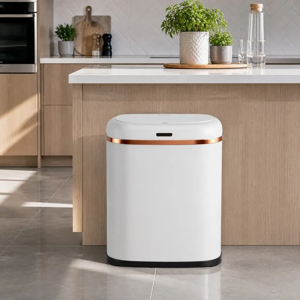Motion Sensor Automatic Bin 38L Hands-Free Kitchen Rubbish Trash Can White