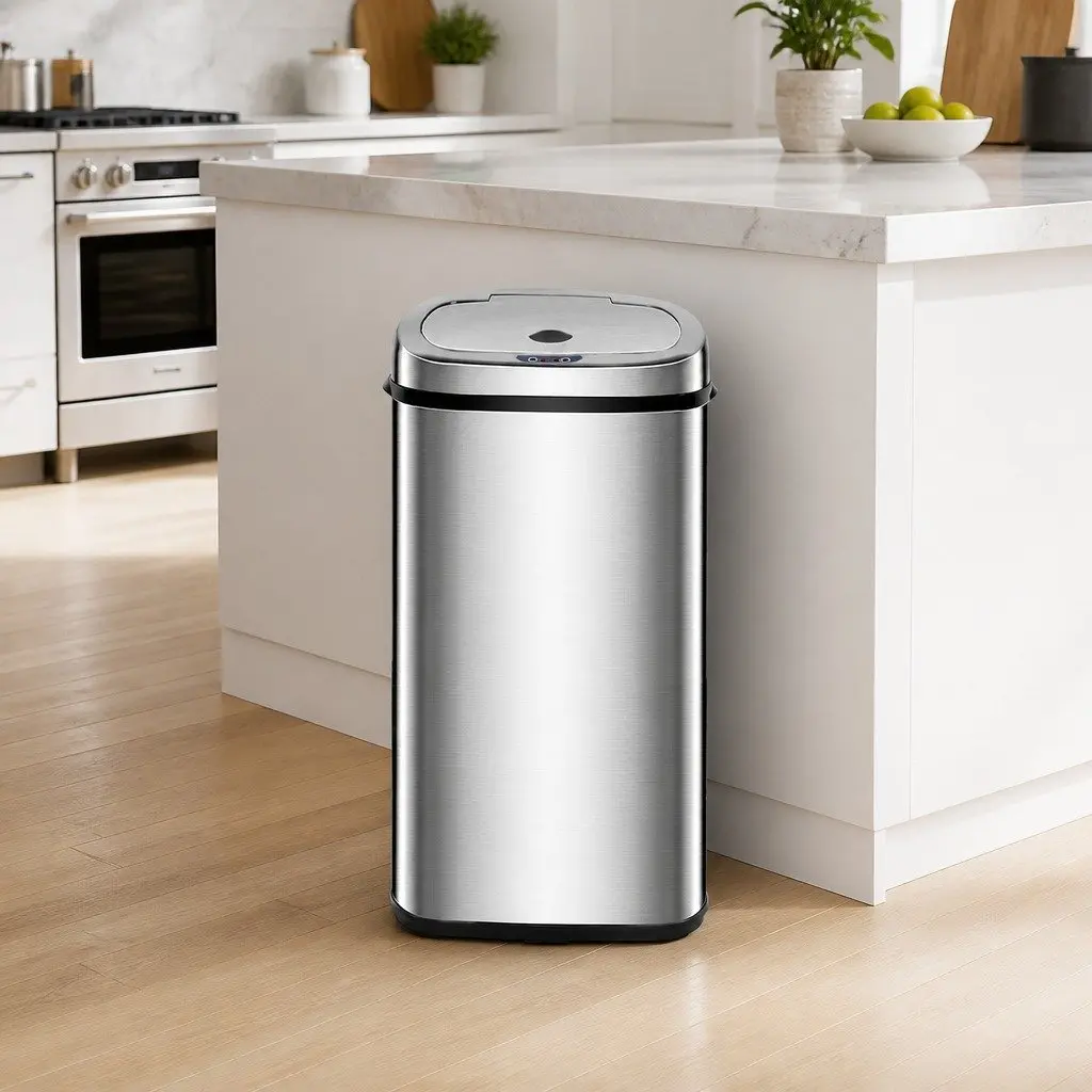 50L Motion Sensor Rubbish Bin in Silver