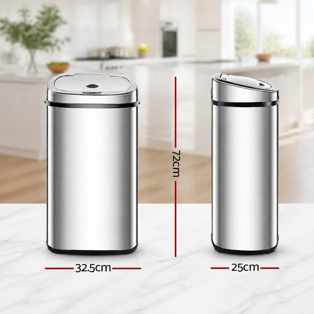 50L Motion Sensor Rubbish Bin in Silver
