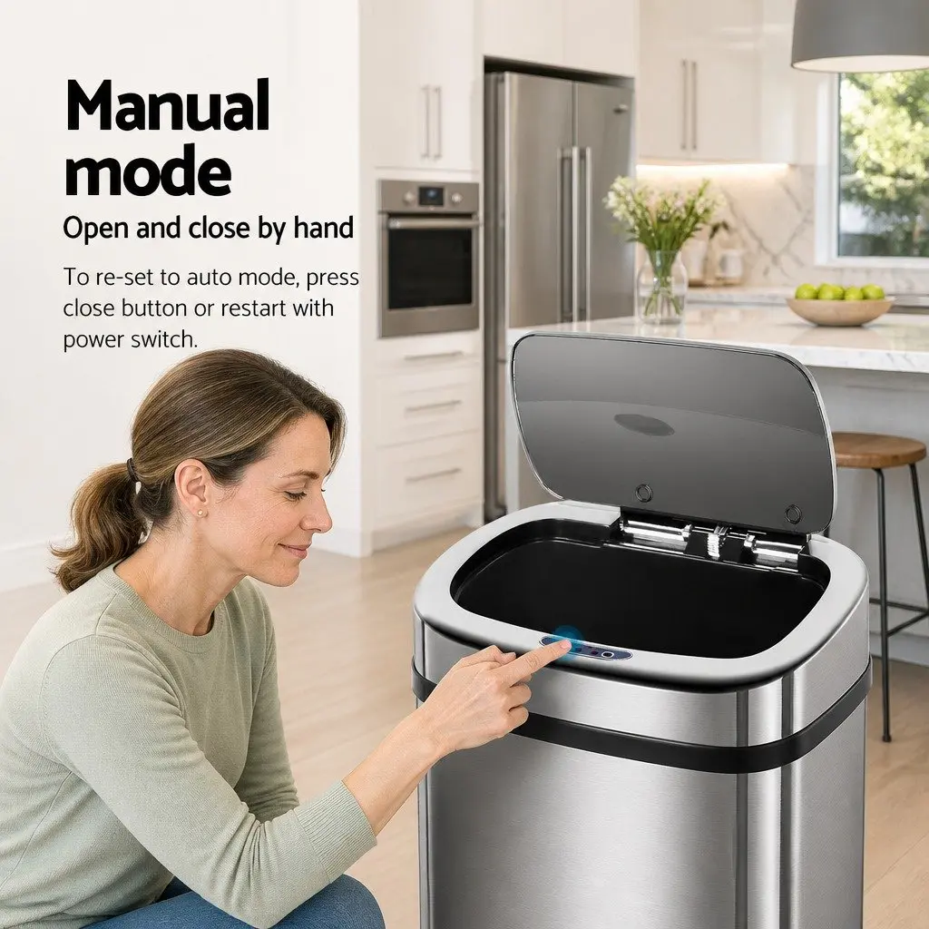 50L Motion Sensor Rubbish Bin in Silver