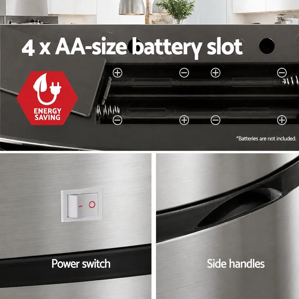 50L Motion Sensor Rubbish Bin in Silver