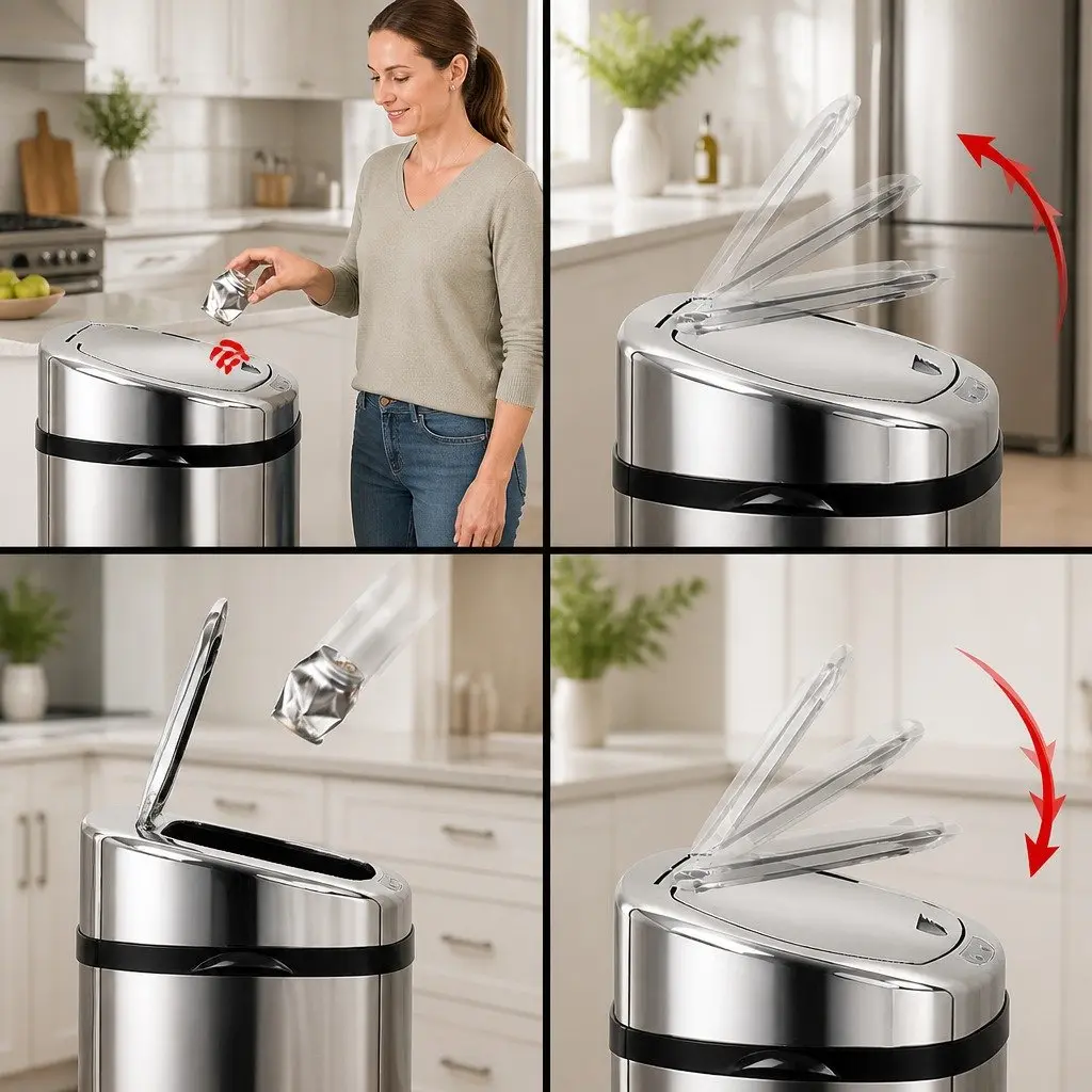50L Motion Sensor Rubbish Bin in Silver