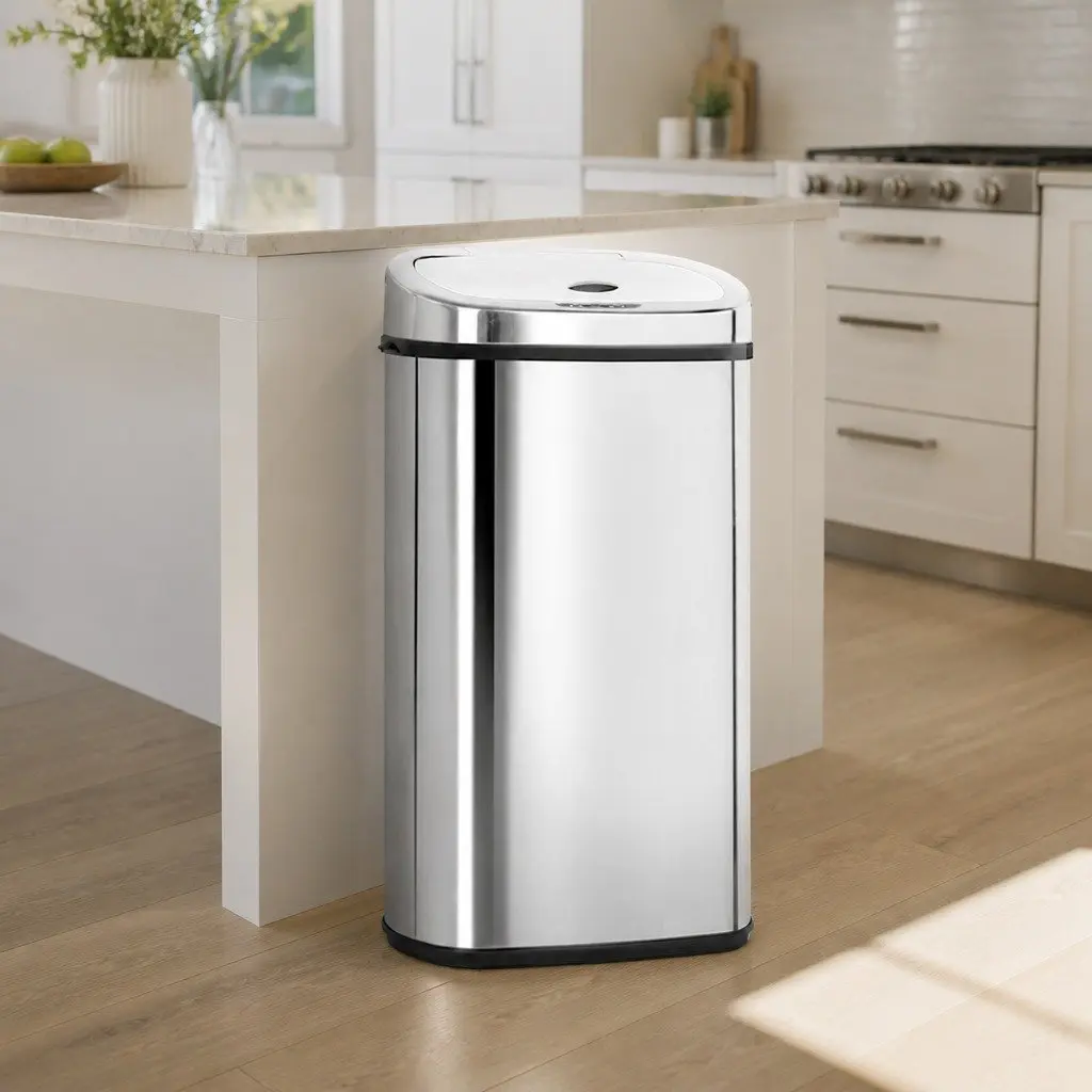 50L Motion Sensor Rubbish Bin in Silver