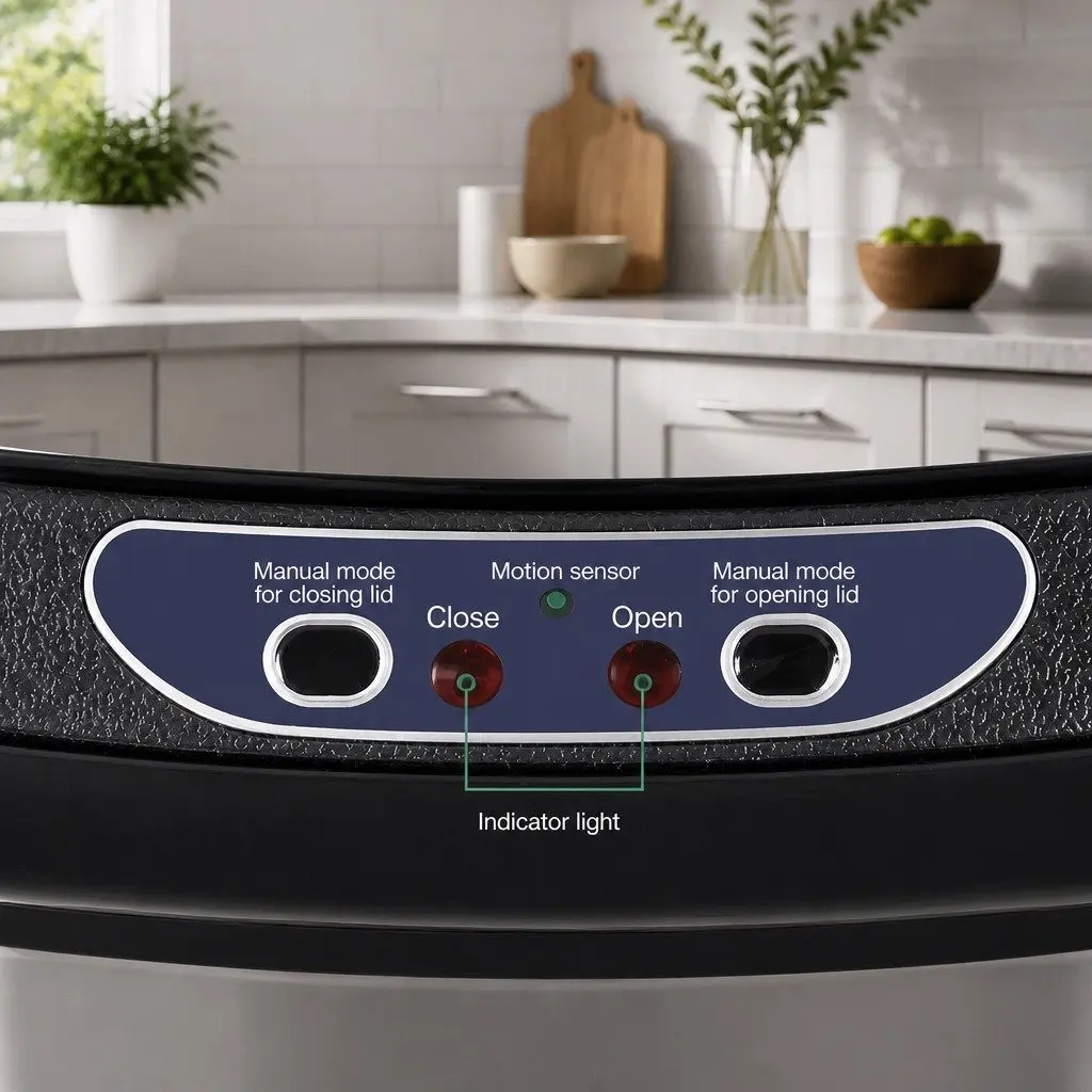 Motion Sensor Automatic Rubbish Bin 58L Hands-Free Kitchen Waste Black Steel