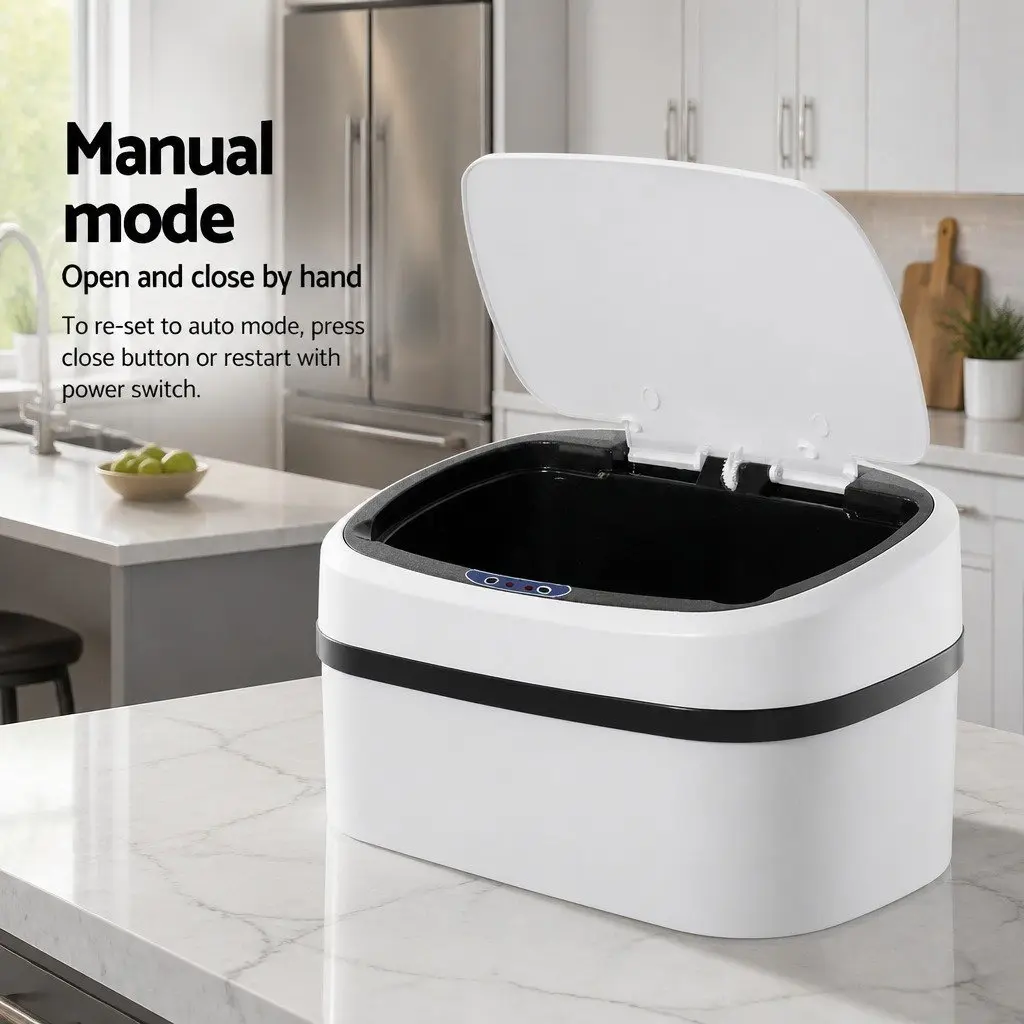 Automatic Motion Sensor Rubbish Bin Kitchen 58L White Steel