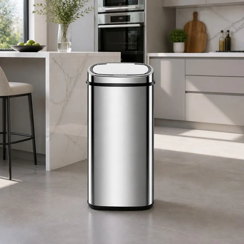 Motion Sensor Rubbish Bin 68L Kitchen Automatic Touchless Silver Trash Can