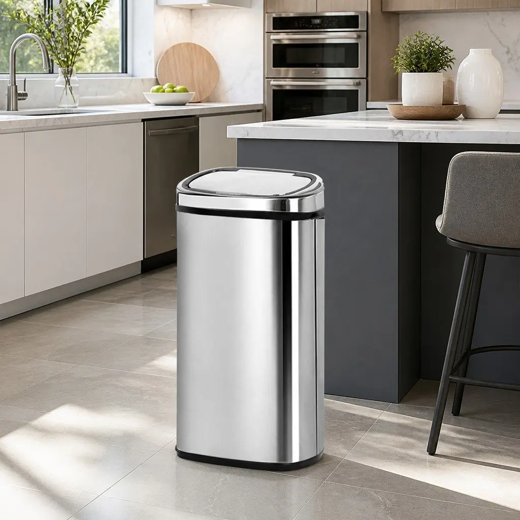 Motion Sensor Rubbish Bin 68L Kitchen Automatic Touchless Silver Trash Can
