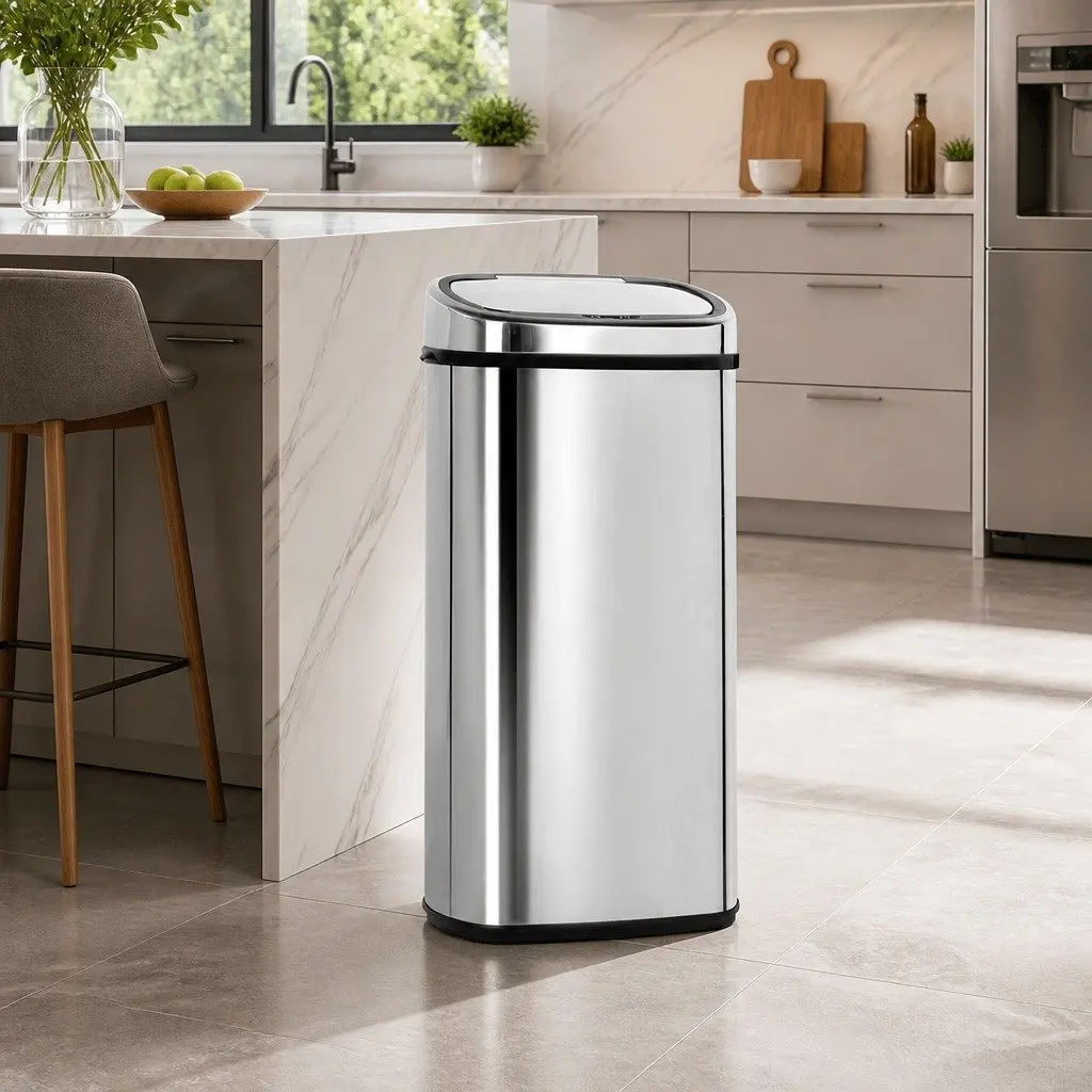 Motion Sensor Rubbish Bin 68L Kitchen Automatic Touchless Silver Trash Can