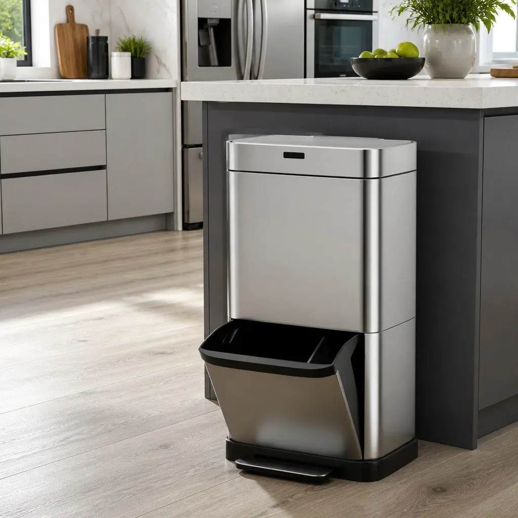 Automatic Motion Sensor Recycling Bin for Kitchen 70L Silver