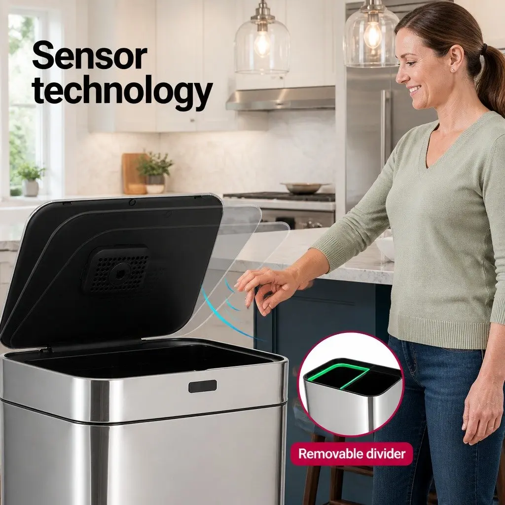 Automatic Motion Sensor Recycling Bin for Kitchen 70L Silver