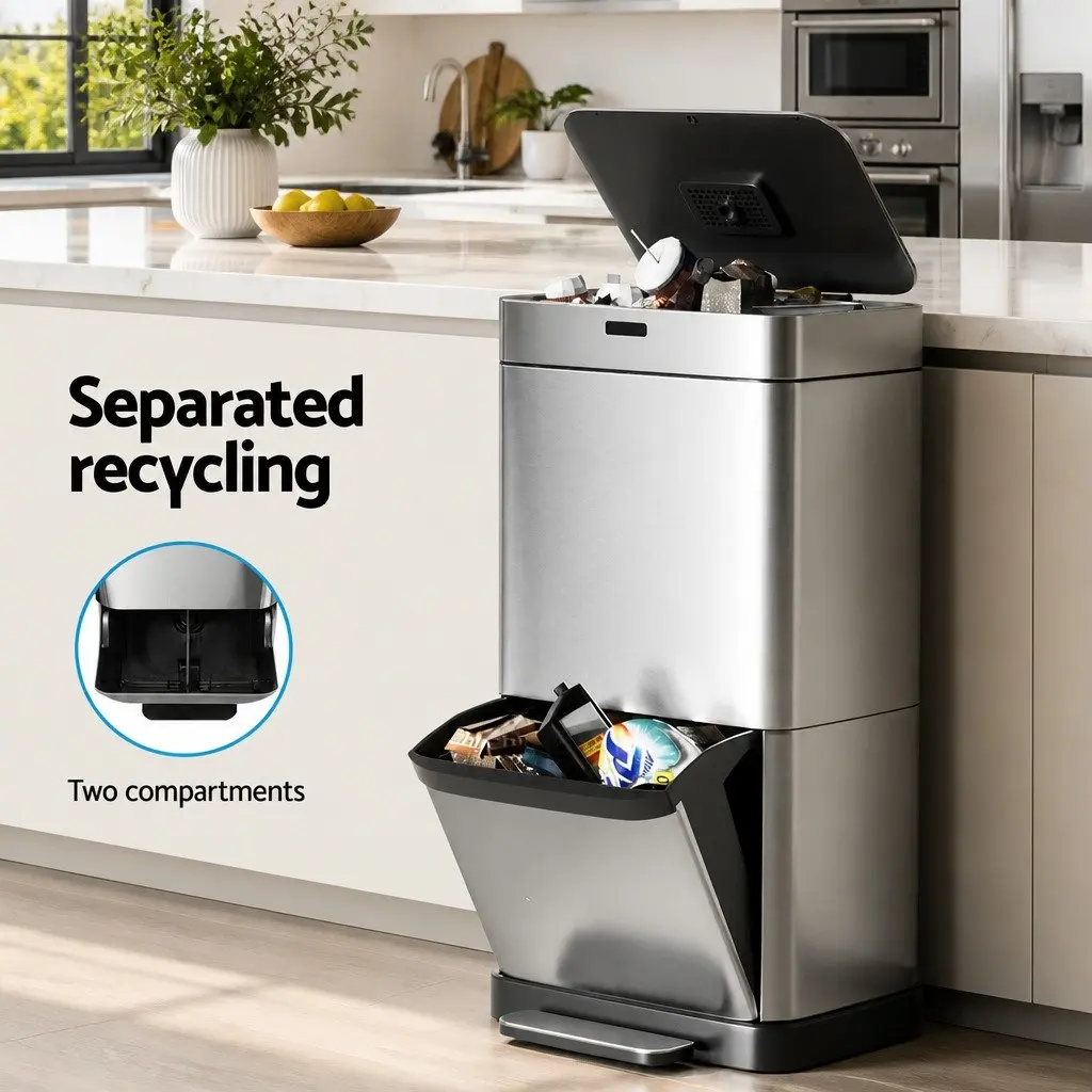 Automatic Motion Sensor Recycling Bin for Kitchen 70L Silver