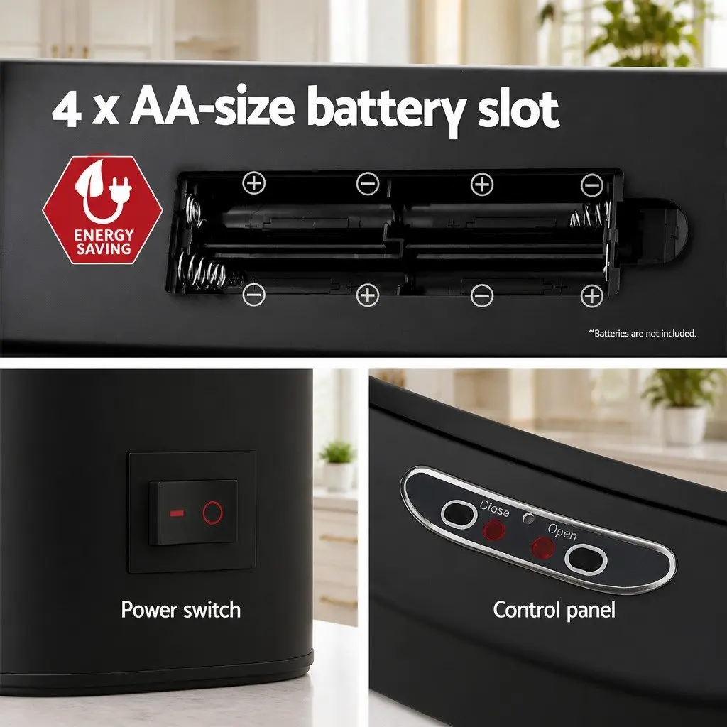 Motion Sensor Bin 82L Automatic Rubbish Hands-Free Kitchen Black Steel