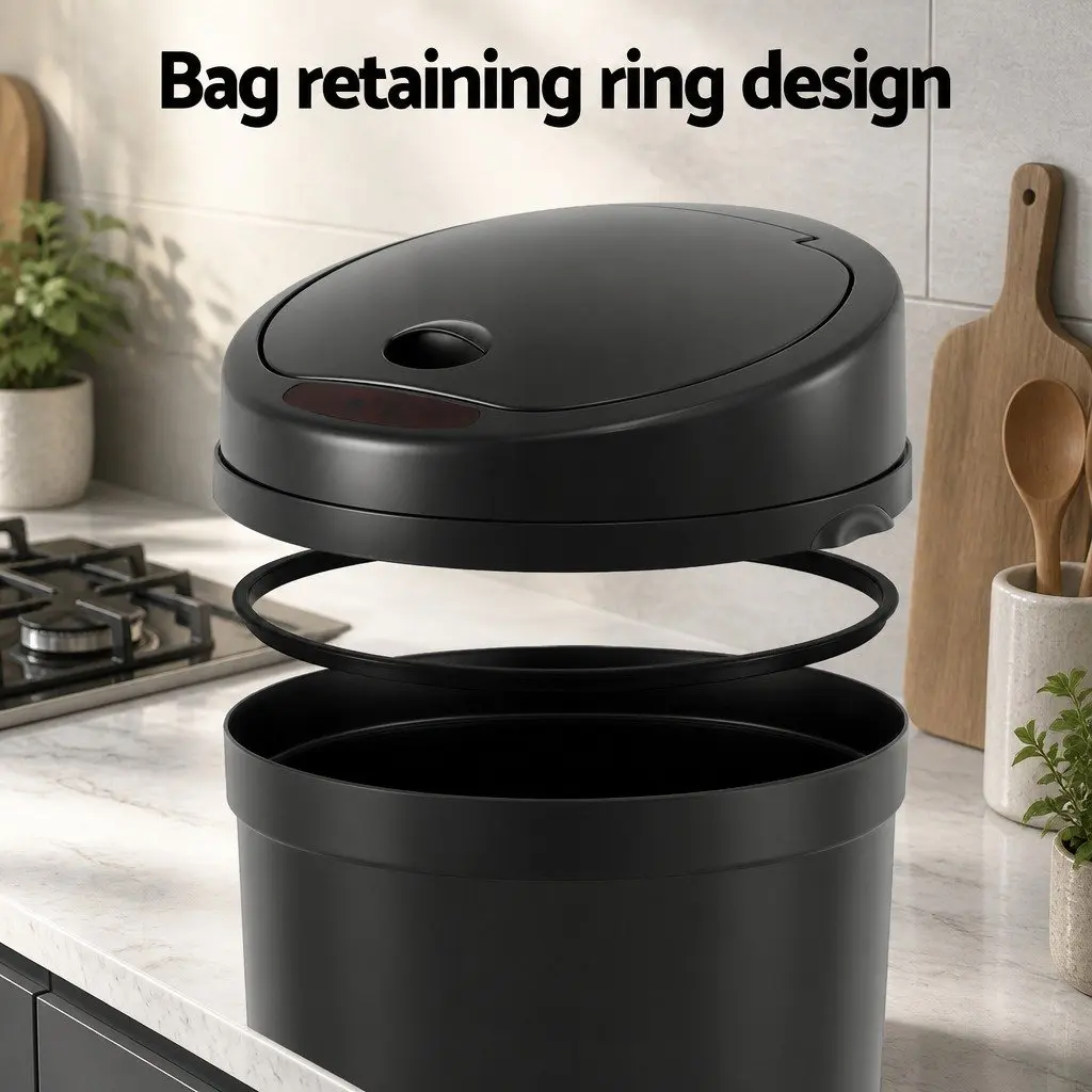 Automatic Trash Can Kitchen Use 9L Black