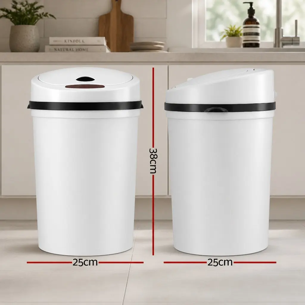 Automatic Trash Can Kitchen Use 9L White Hands Free Sensor Bin