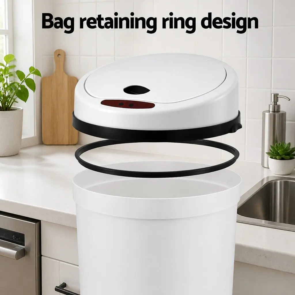 Automatic Trash Can Kitchen Use 9L White Hands Free Sensor Bin