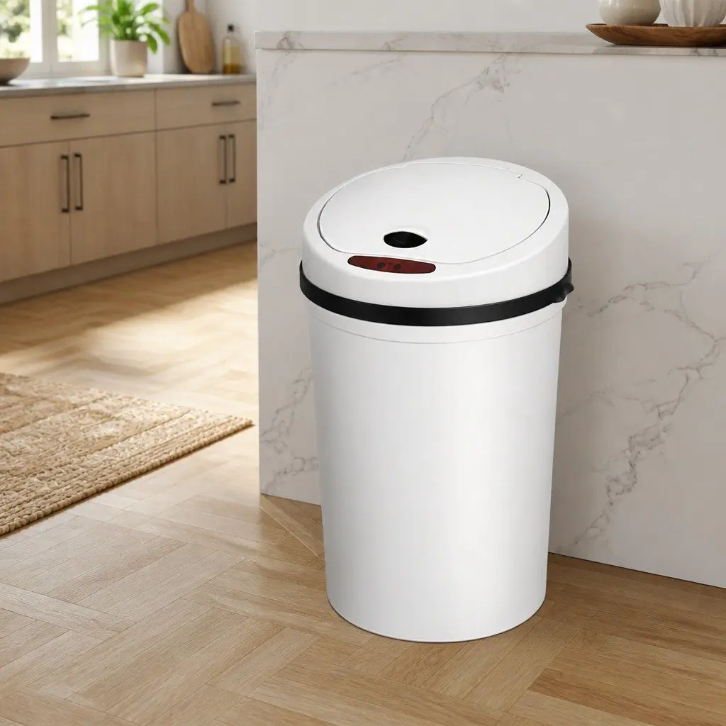 Automatic Trash Can Kitchen Use 9L White Hands Free Sensor Bin