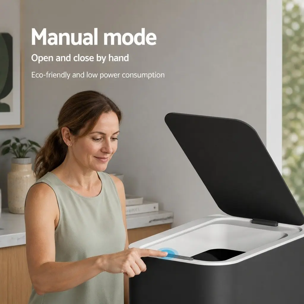 9L Motion Sensor Rubbish Bin Automatic Hands-Free Kitchen Waste Ash Black