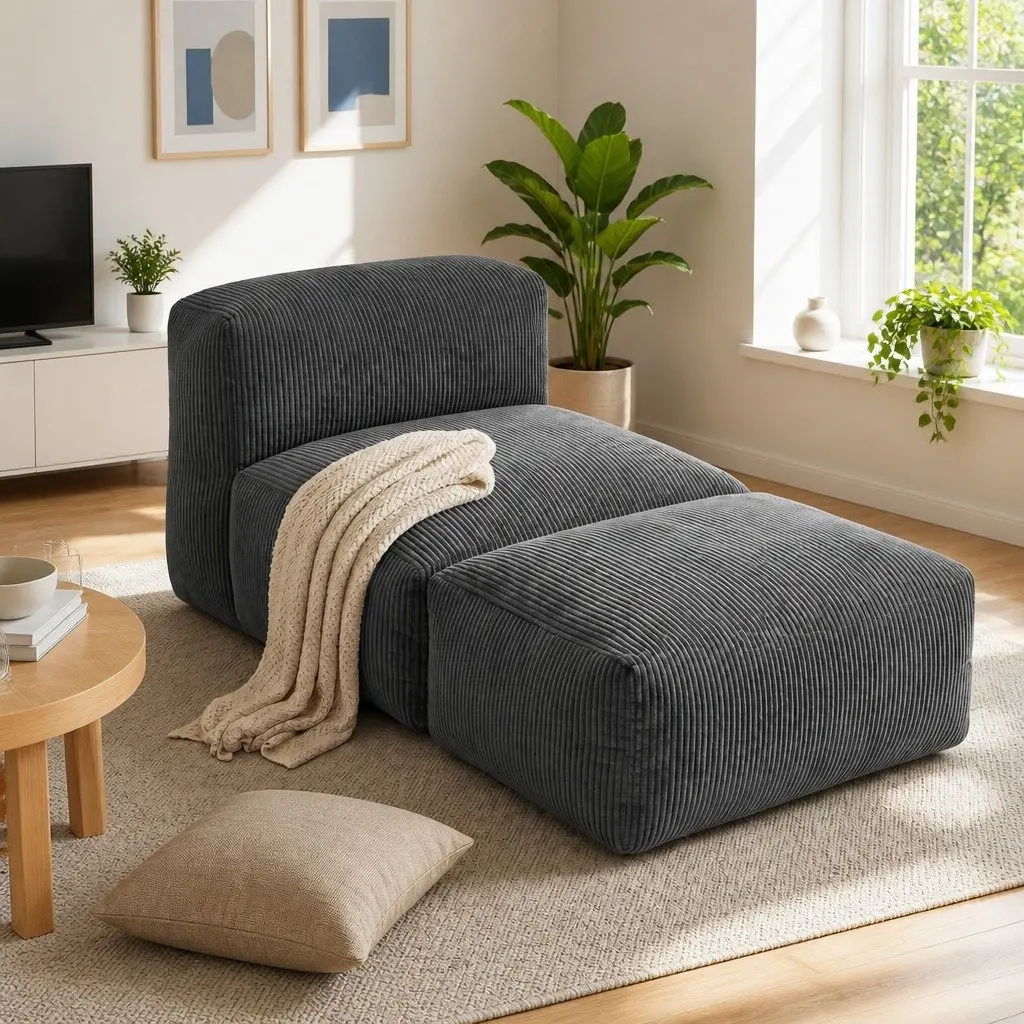Foldable Bean Bag Sofa Bed in Grey