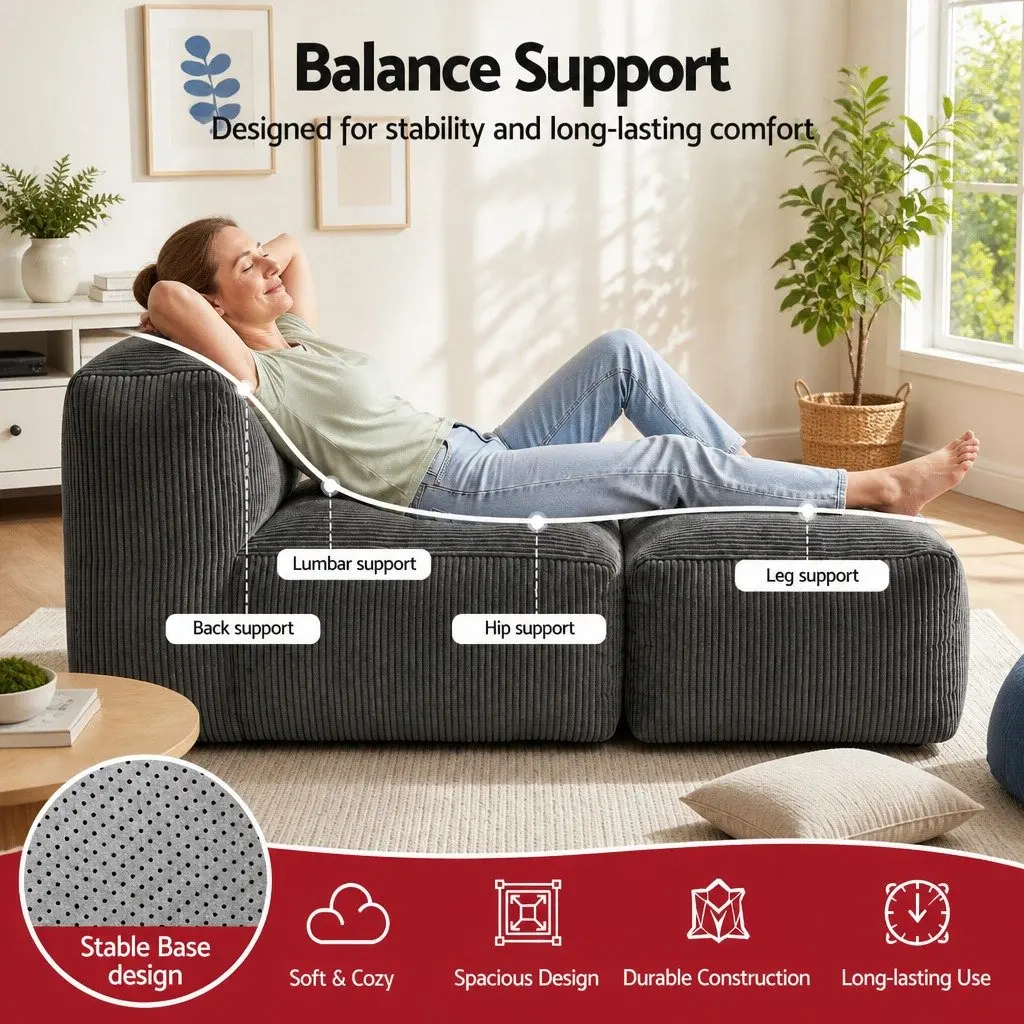 Foldable Bean Bag Sofa Bed in Grey