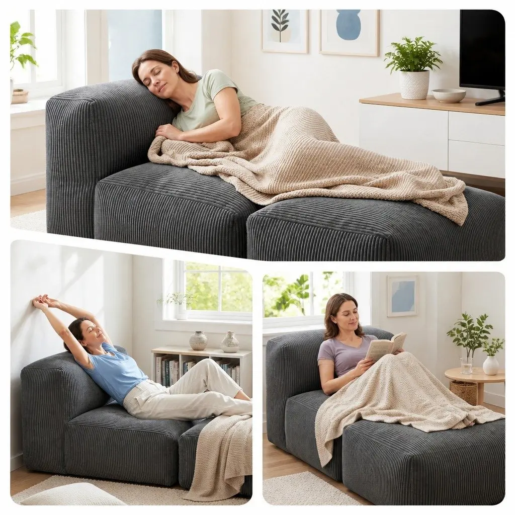 Foldable Bean Bag Sofa Bed in Grey