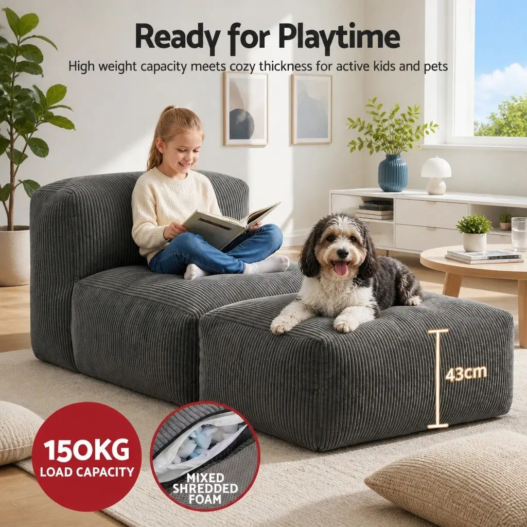 Foldable Bean Bag Sofa Bed in Grey