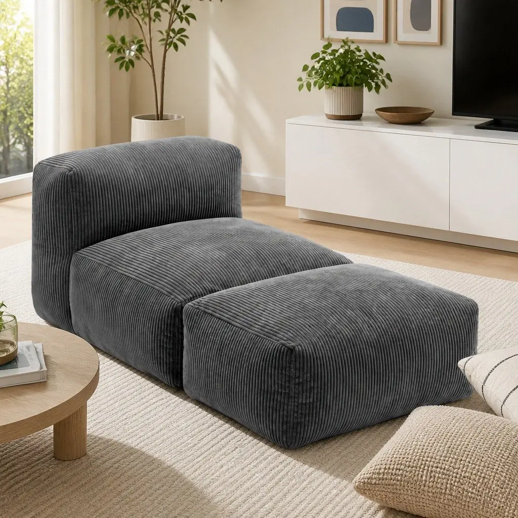 Foldable Bean Bag Sofa Bed in Grey