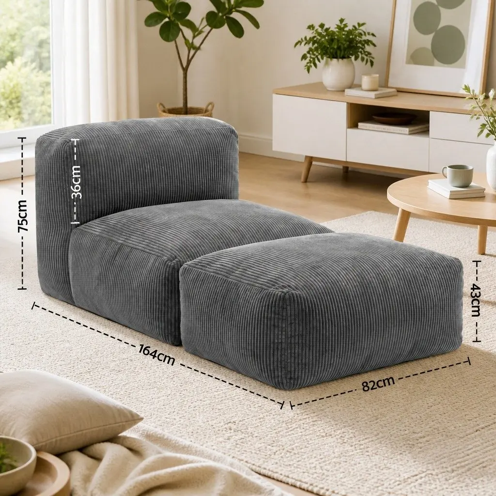 Foldable Bean Bag Sofa Bed in Grey
