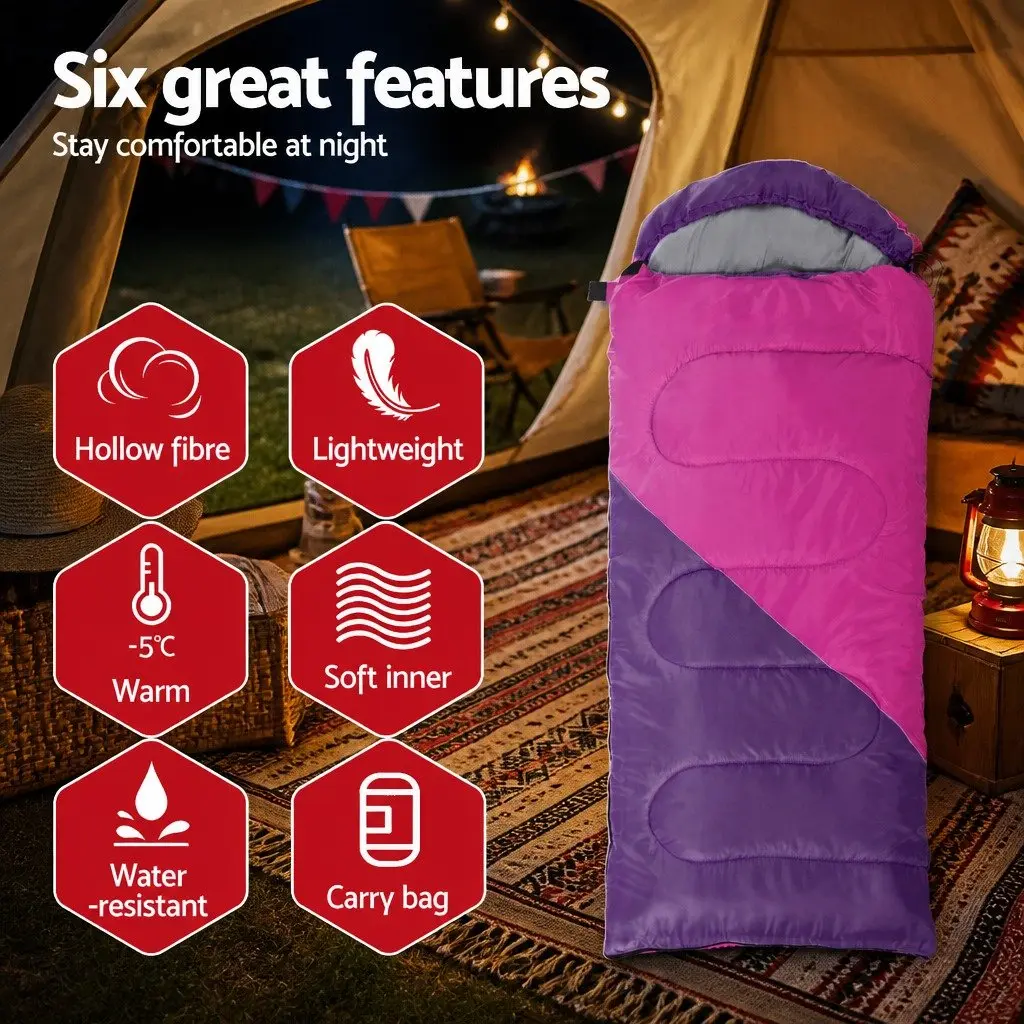 Kids Sleeping Bag Set of 2 Outdoor Camping Hiking 172cm Thermal