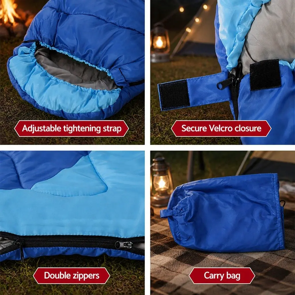 Kids Sleeping Bag Set of 2 Outdoor Camping Hiking 172cm Thermal