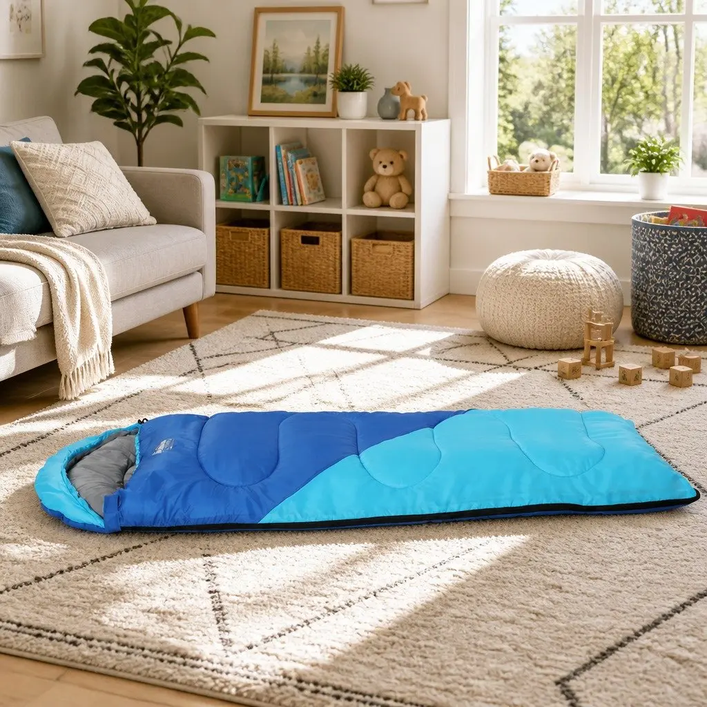 Kids Sleeping Bag Outdoor Camping Hiking 172cm Blue Lightweight Portable