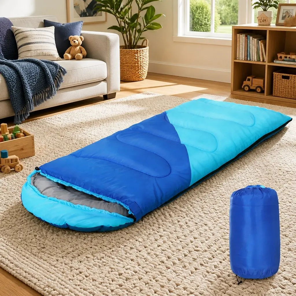 Kids Sleeping Bag Outdoor Camping Hiking 172cm Blue Lightweight Portable