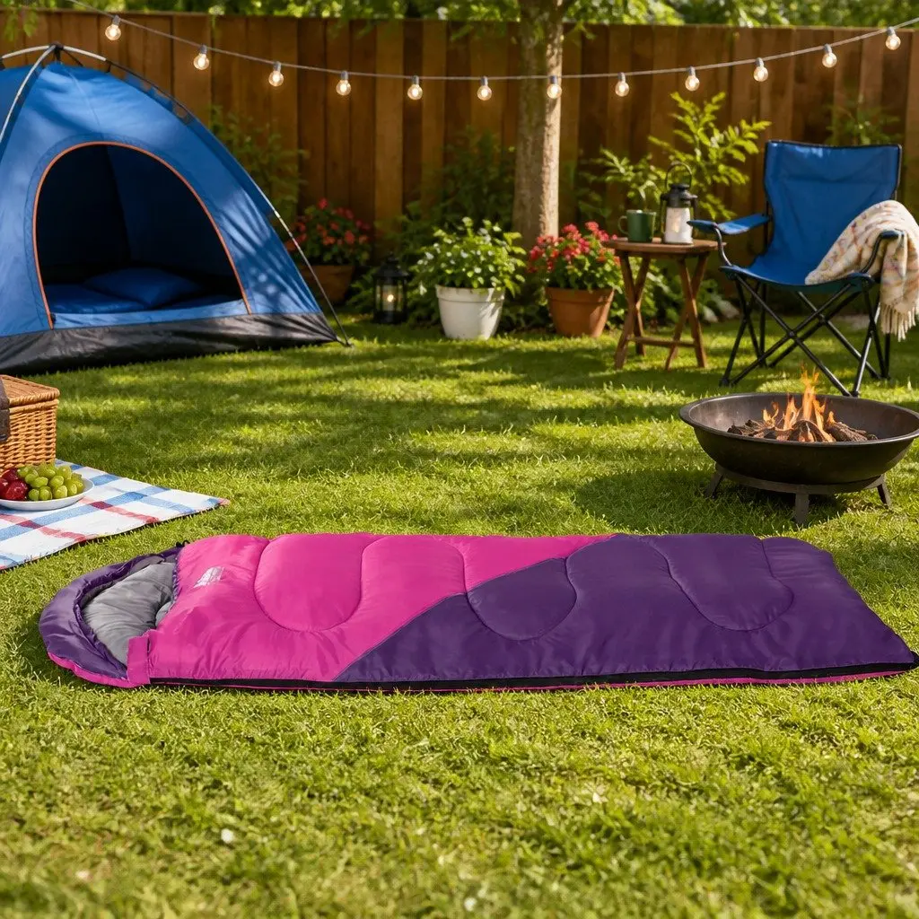 Kids Sleeping Bag 172cm Single Thermal Camping Hiking Travel Lightweight Pink