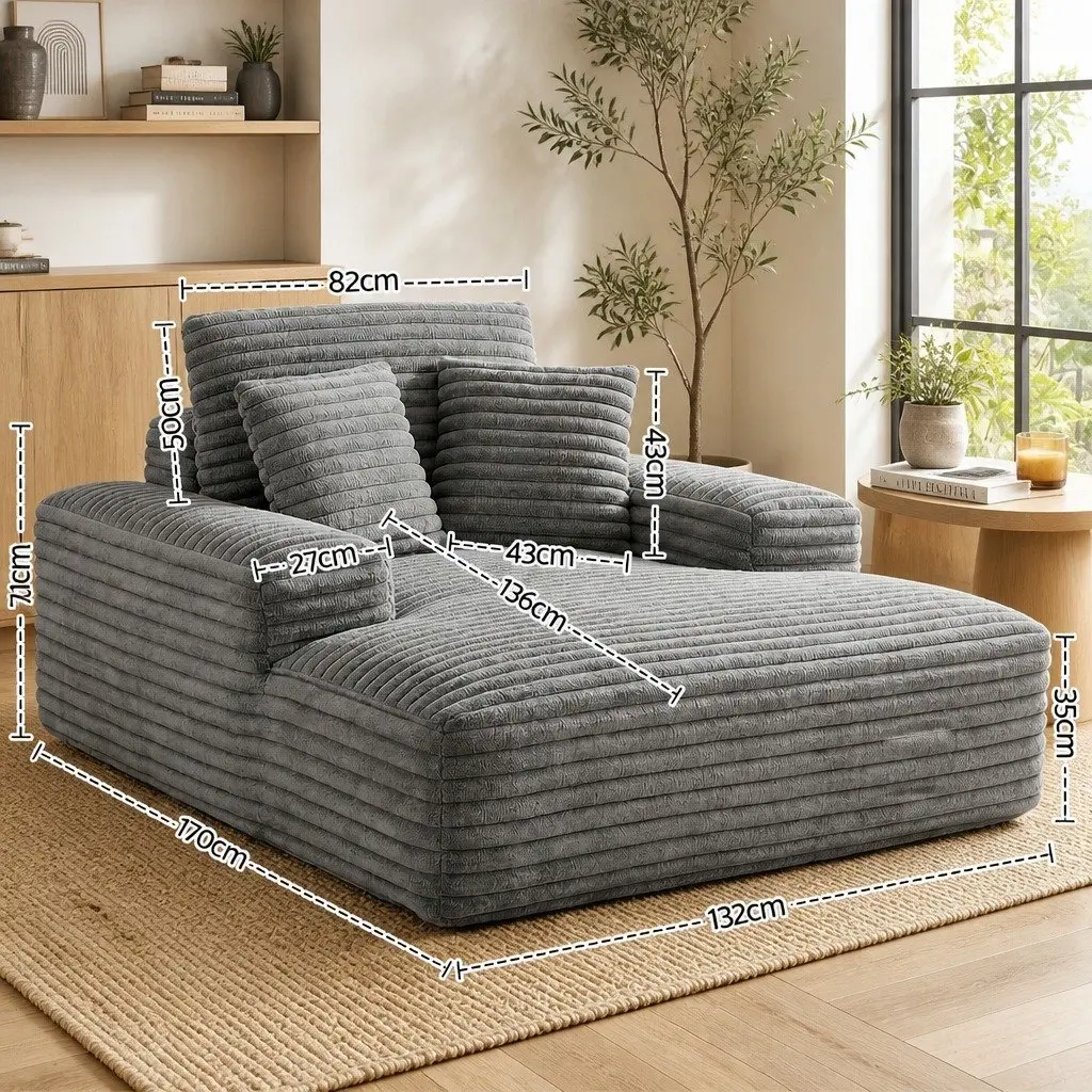Sofa Bed Lounge Chair Recliner Couch Grey Faux Fur