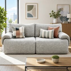 2-Seater Sofa Specifications: Grey Couch Bed with High-Density Foam