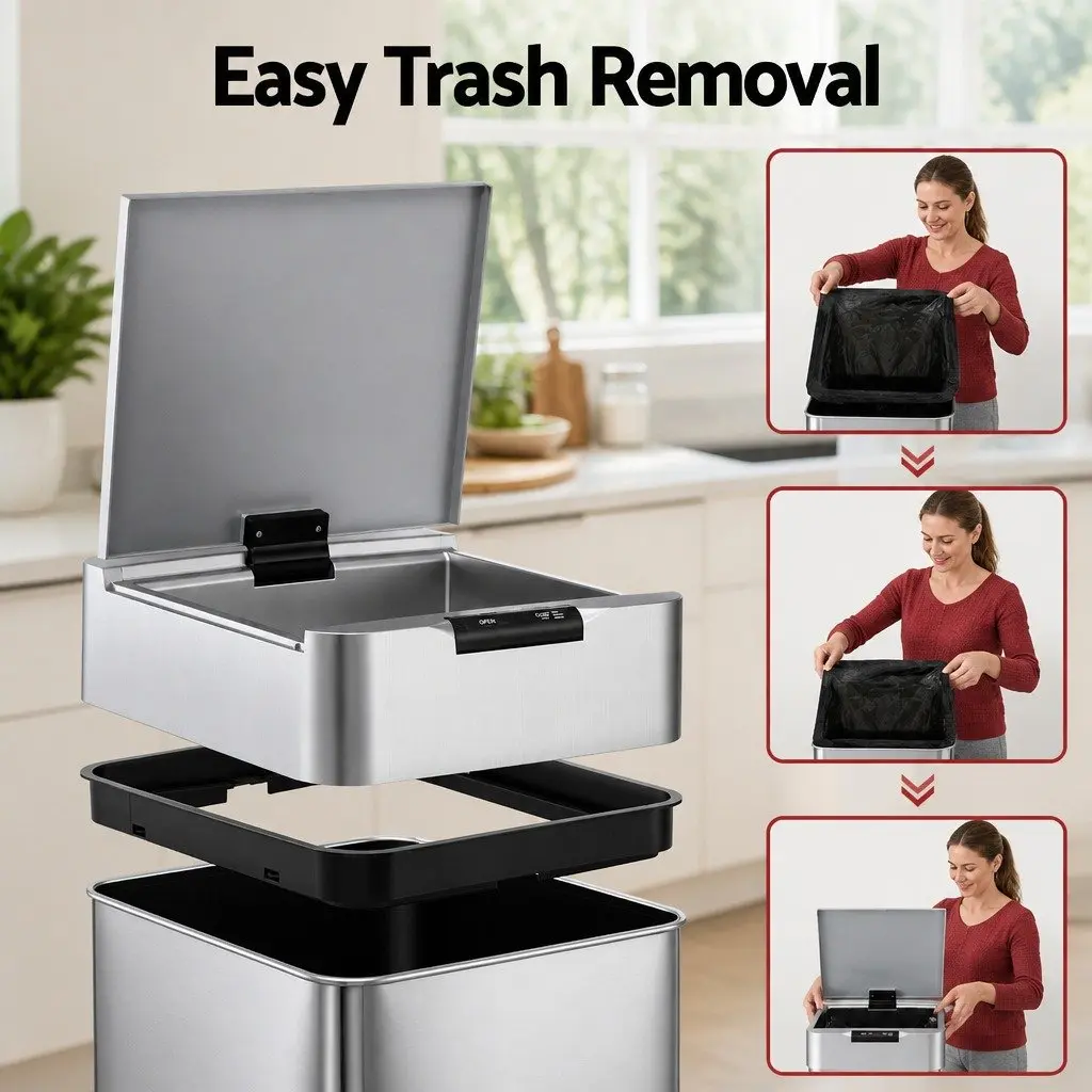 Automatic Trash Can Kitchen 50L Silver