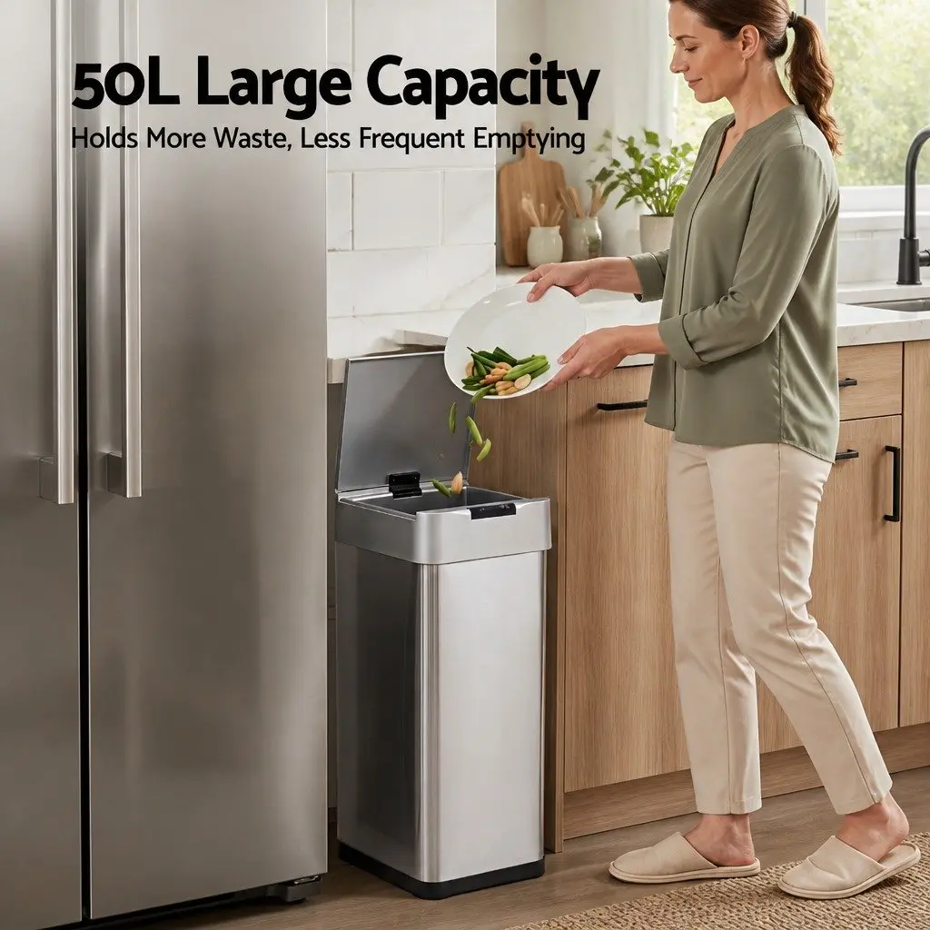 Automatic Trash Can Kitchen 50L Silver