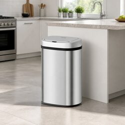 50L Automatic Motion Sensor Rubbish Bin Hands-Free Kitchen Waste Silver