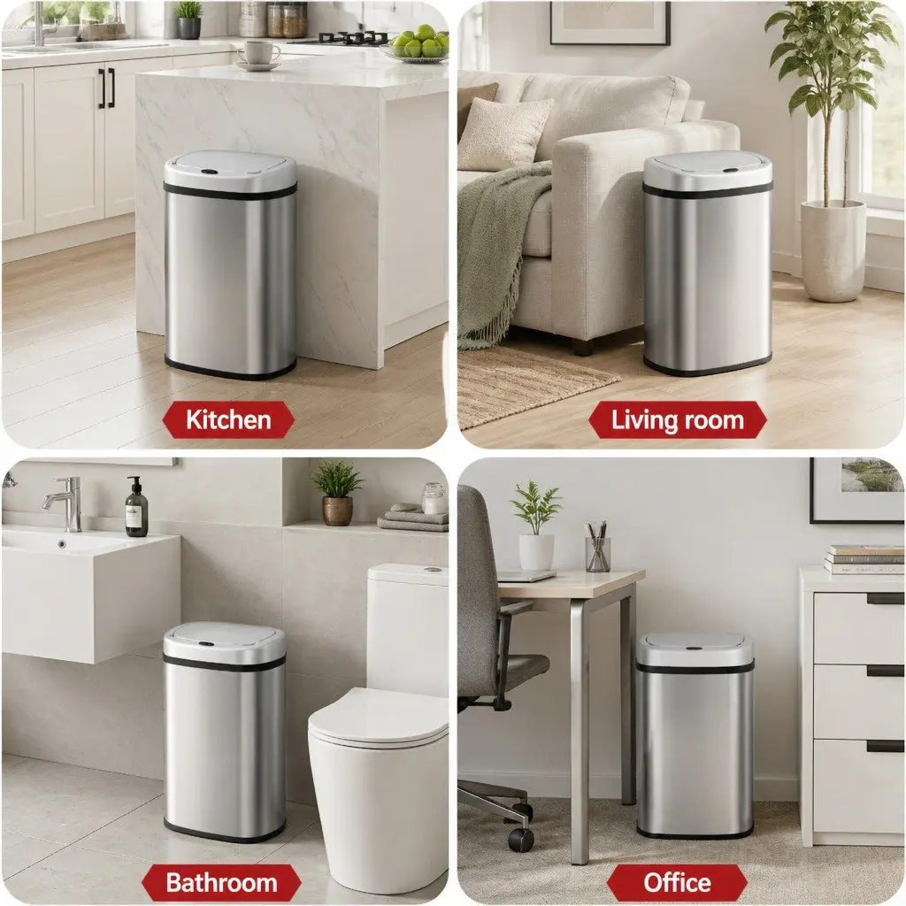 50L Automatic Motion Sensor Rubbish Bin Hands-Free Kitchen Waste Silver