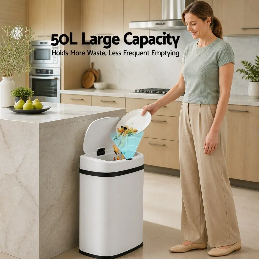 Automatic Rubbish Bin Kitchen 50L Motion Sensor Hands-Free