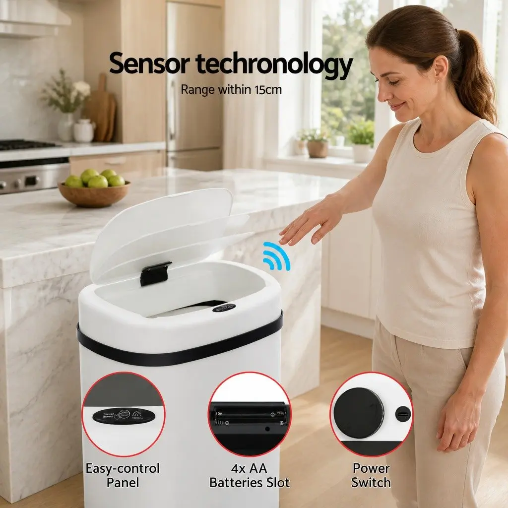 Automatic Rubbish Bin Kitchen 50L Motion Sensor Hands-Free