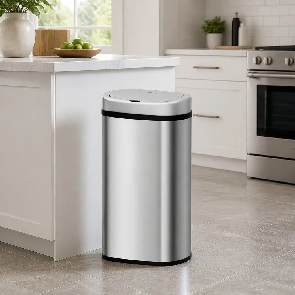 60L Stainless Steel Motion Sensor Bin with Quiet Operation