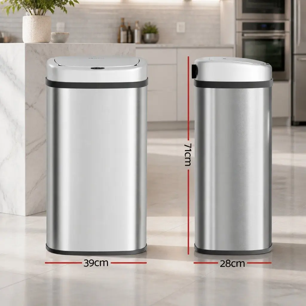 60L Stainless Steel Motion Sensor Bin with Quiet Operation