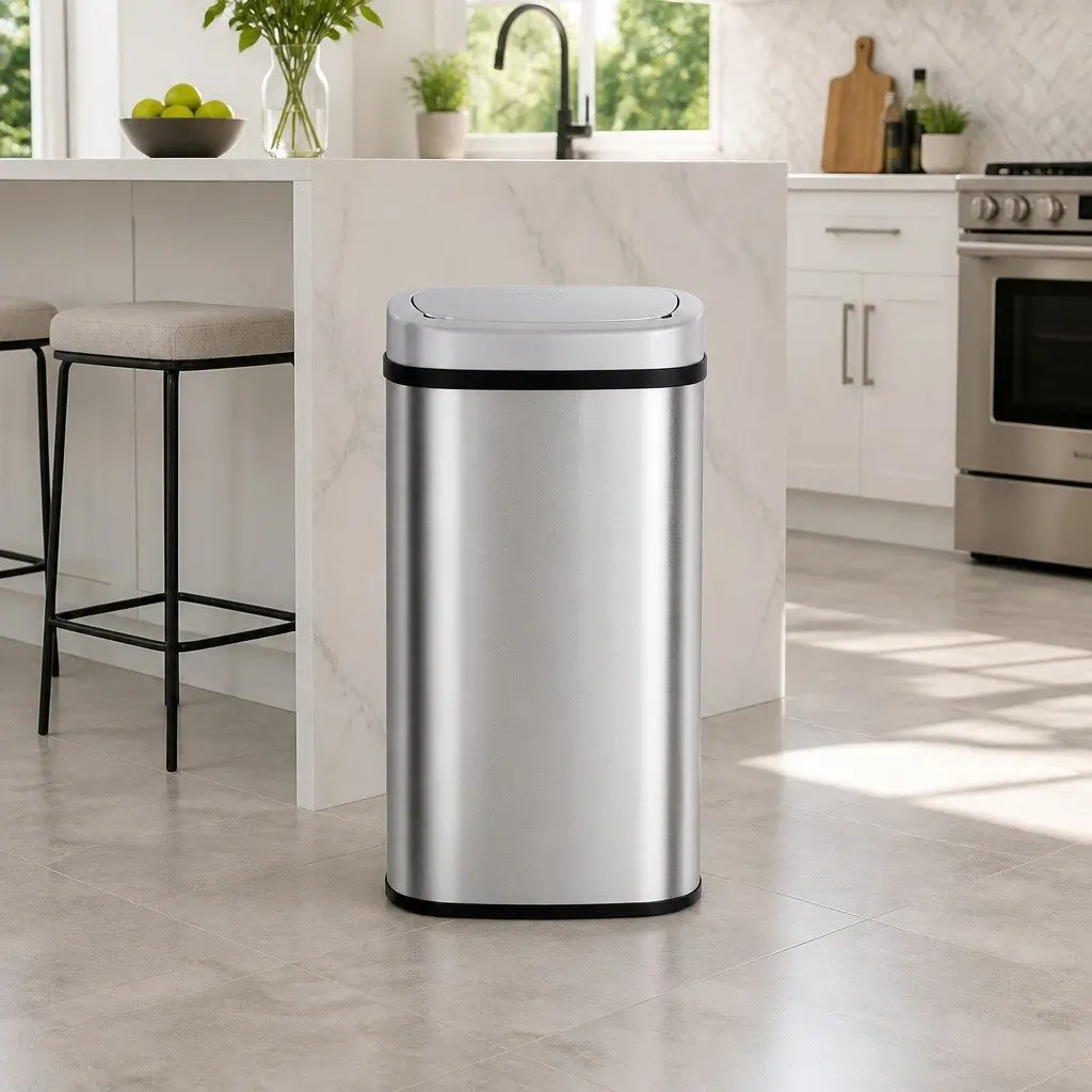 60L Stainless Steel Motion Sensor Bin with Quiet Operation