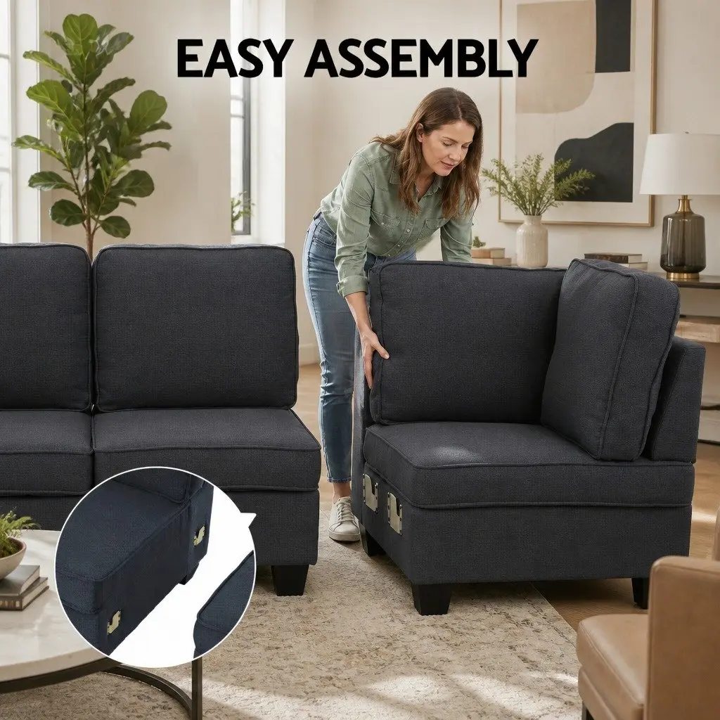 Modular Chaise Sofa 4-Seater Dark Grey