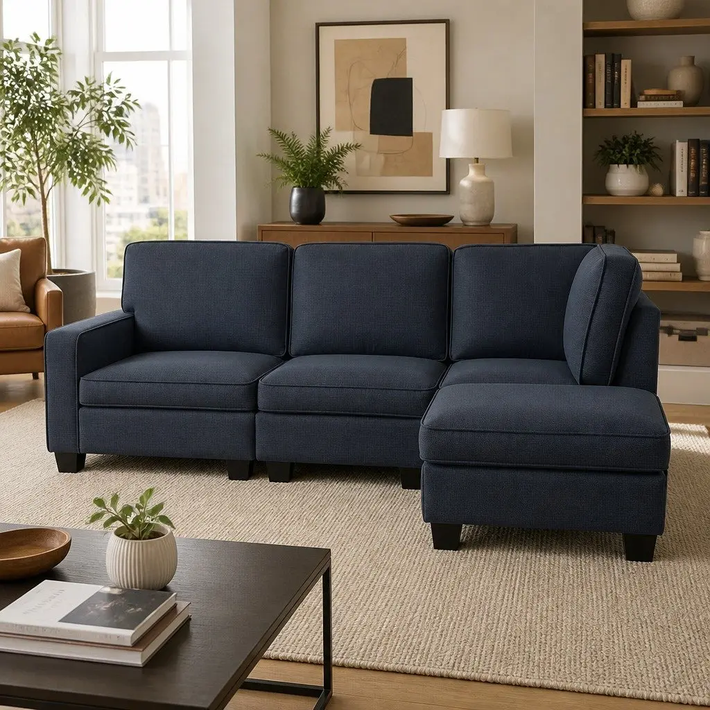 Modular Chaise Sofa 4-Seater Dark Grey