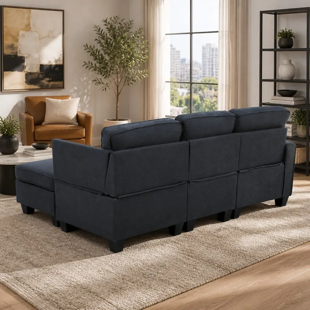 Modular Chaise Sofa 4-Seater Dark Grey