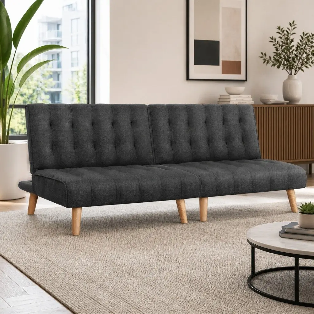 Grey 2x Single Seater Sofa Bed Set