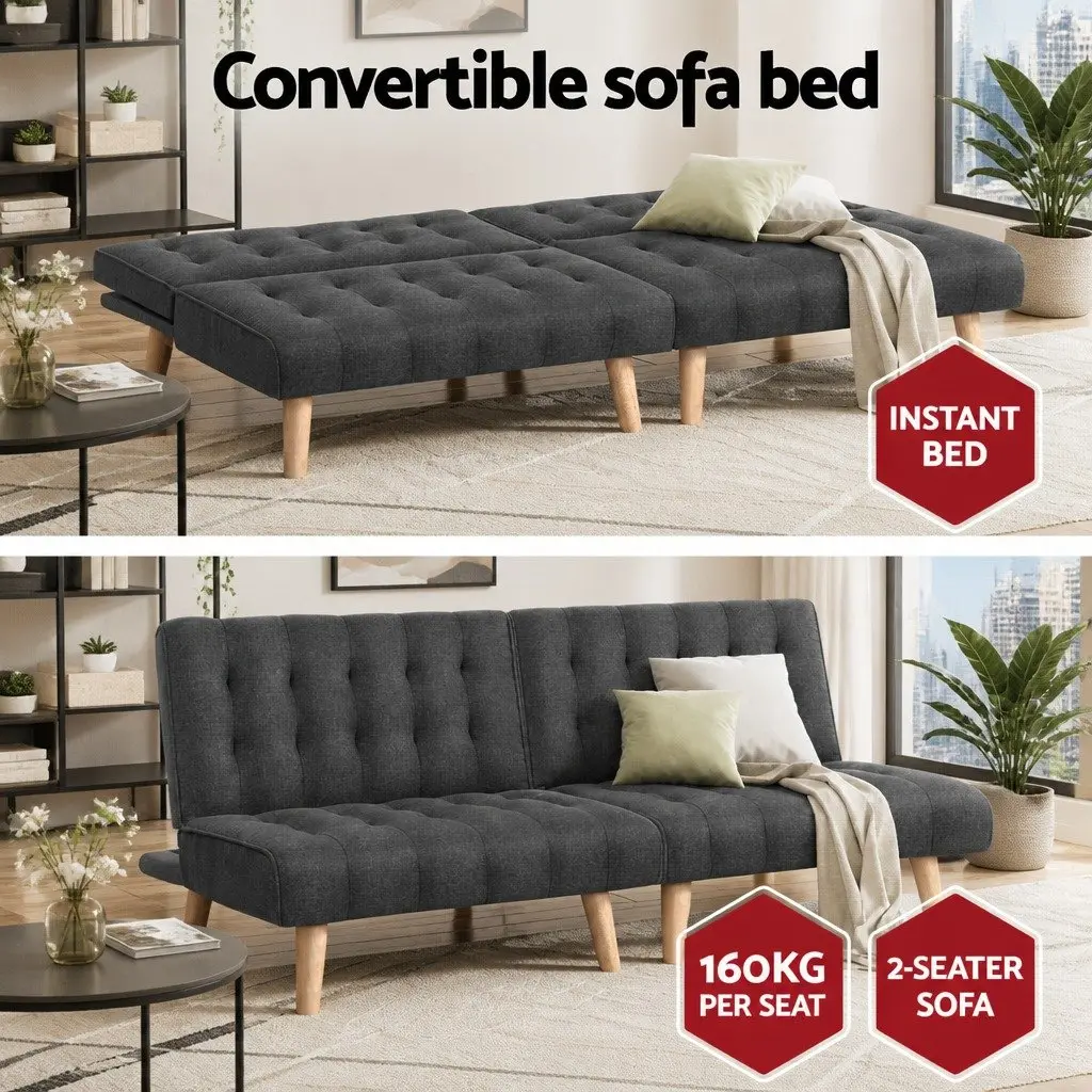Grey 2x Single Seater Sofa Bed Set
