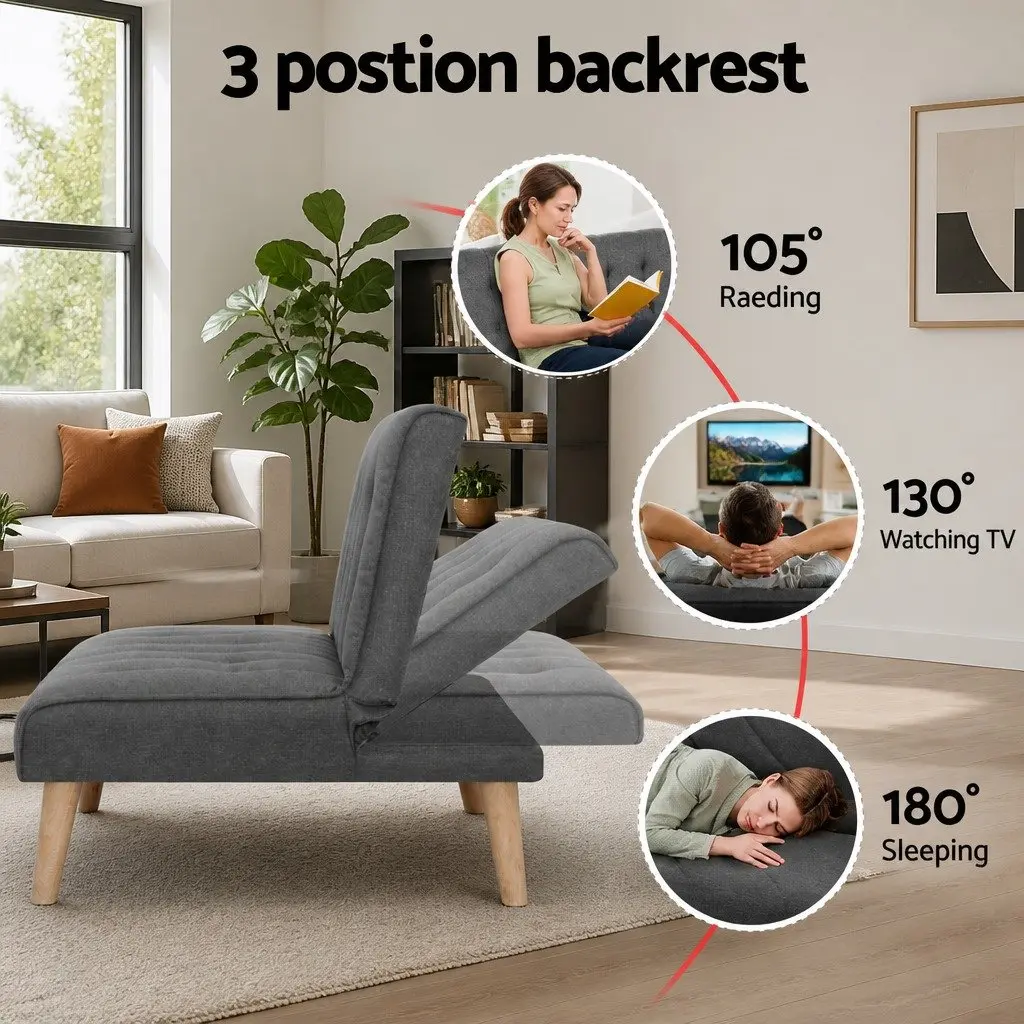 Grey 2x Single Seater Sofa Bed Set