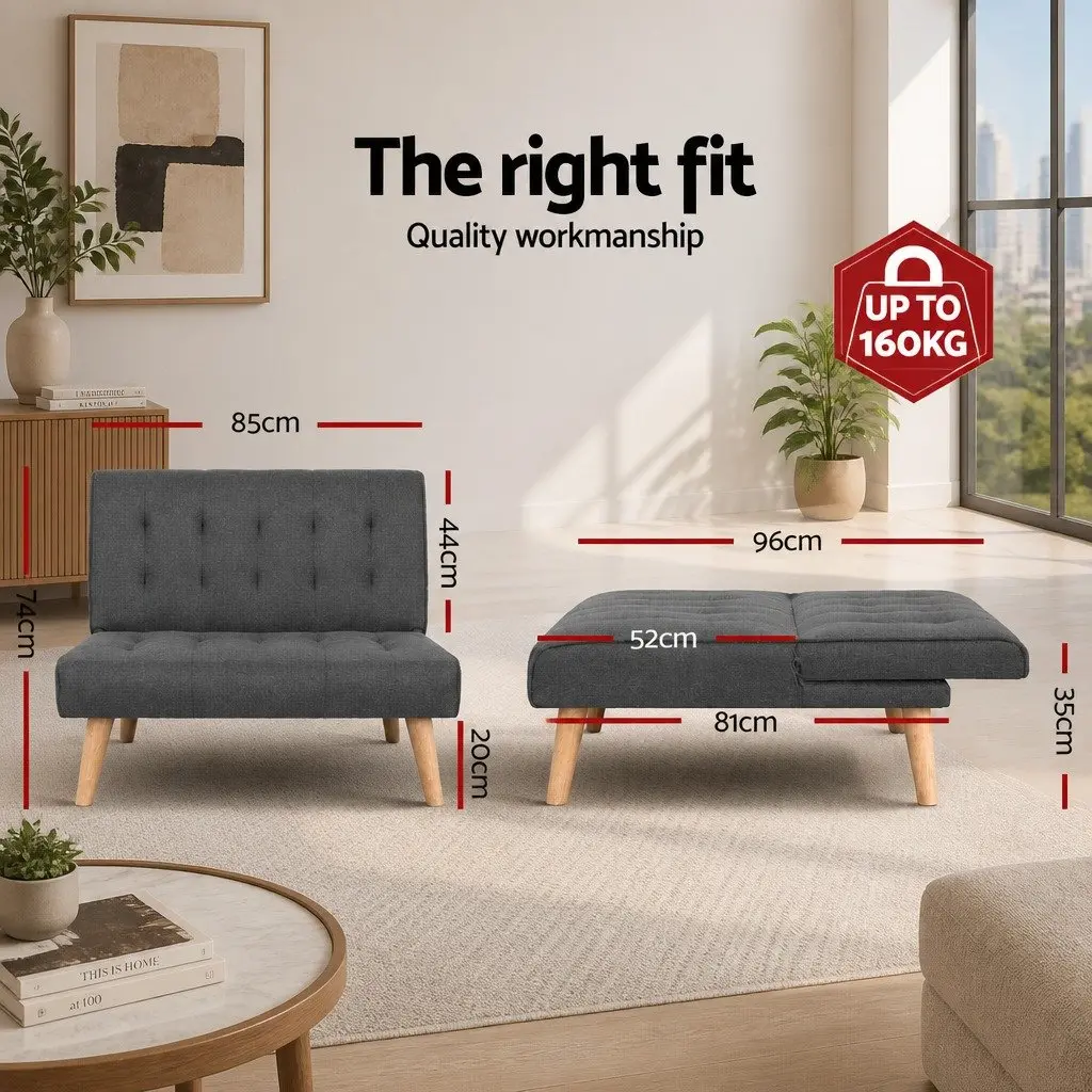 Grey Single Seater Recliner Sofa Bed